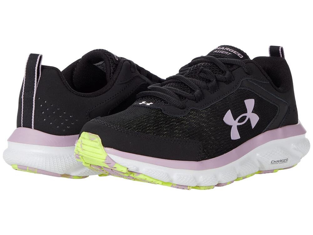 UNDER ARMOUR CHARGED ASSERT 9 BLACK MAUVE PINK 7.5 B M ATHLETIC SHOES